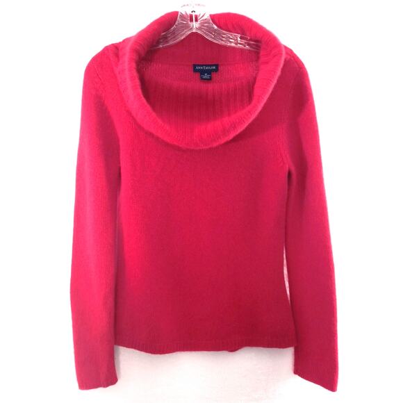 Ann Taylor Cashmere Sweater Women's Size M  Red Long Sleeve Cowl Neck Pullover - Picture 6 of 12